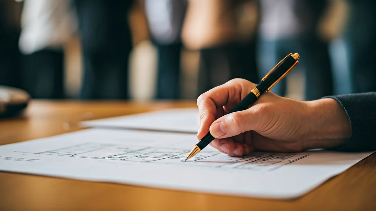 Imagen genérica de una mano señalando un documento de planificación urbana, simbolizando la inversión municipal.