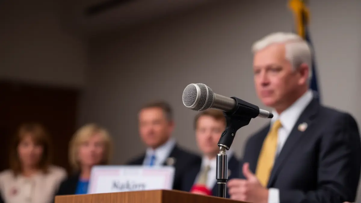 Imatge genèrica d'un micròfon en un faristol, simbolitzant el debat polític.