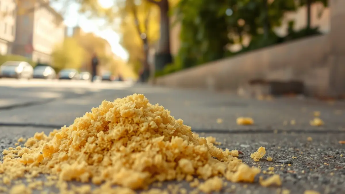 Image of plane tree fluff accumulated on a street in Sabadell.