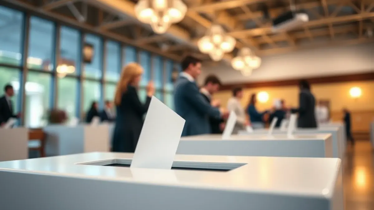 Imagen genérica de una urna electoral con votos siendo depositados, simbolizando un proceso de votación.