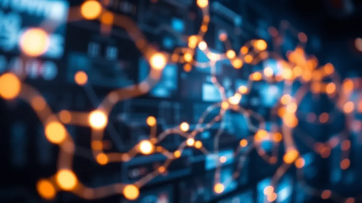 Generic image of a complex electrical grid with blurred lines and glowing nodes.
