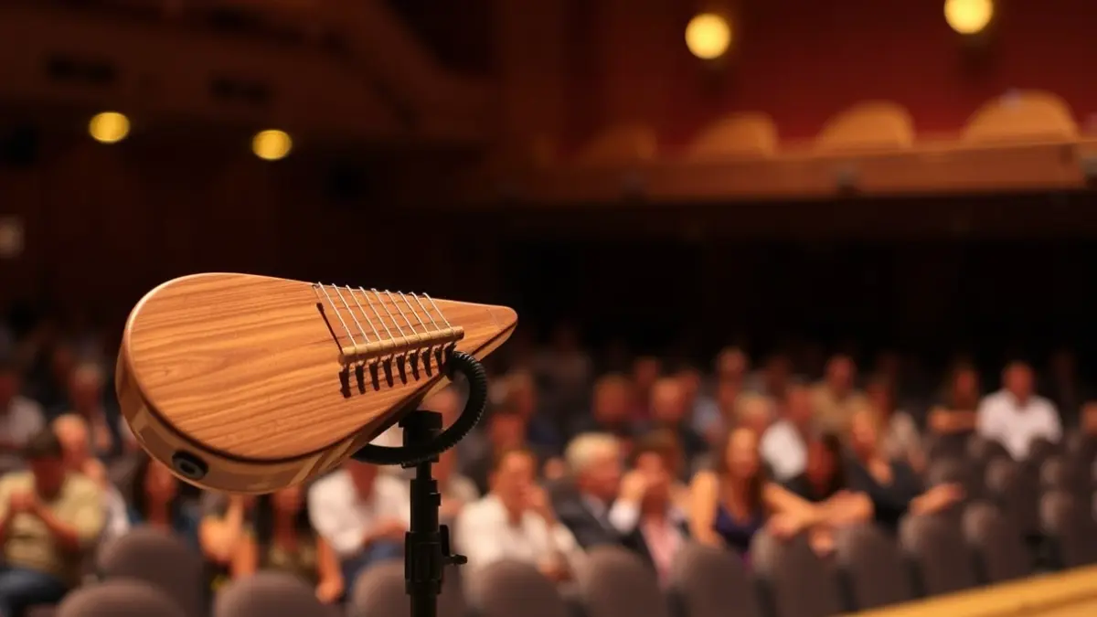 Imagen genérica de un instrumento de cobla catalana en un escenario.
