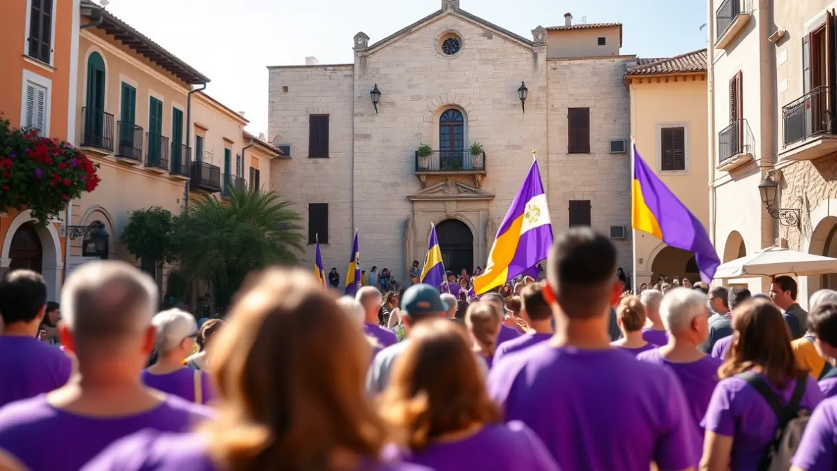 Imagen de la Colla Castellera de Figueres durante el pregón de Santa Creu.