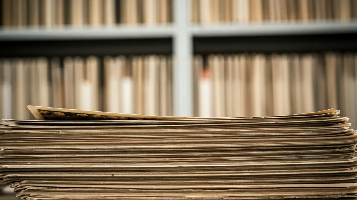 Imatge genèrica de fotografies antigues apilades en un arxiu.