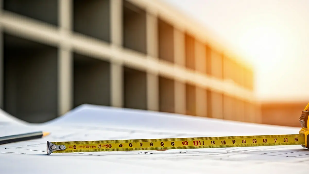Imatge genèrica d'un plànol de construcció amb eines de mesura.
