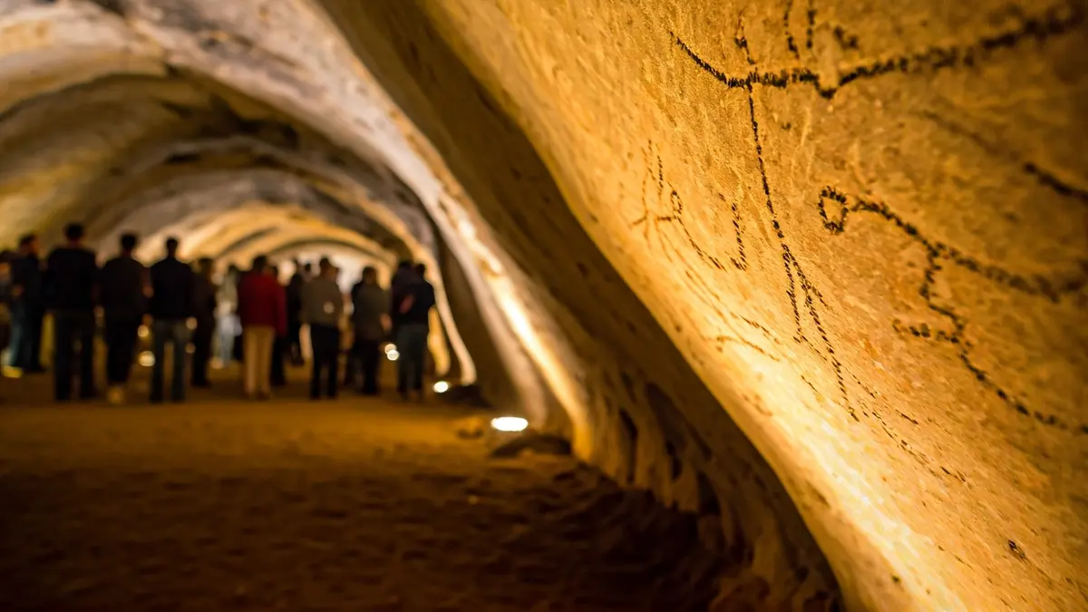 Image of Paleolithic engravings in the Cova de la Font Major in l'Espluga de Francolí.