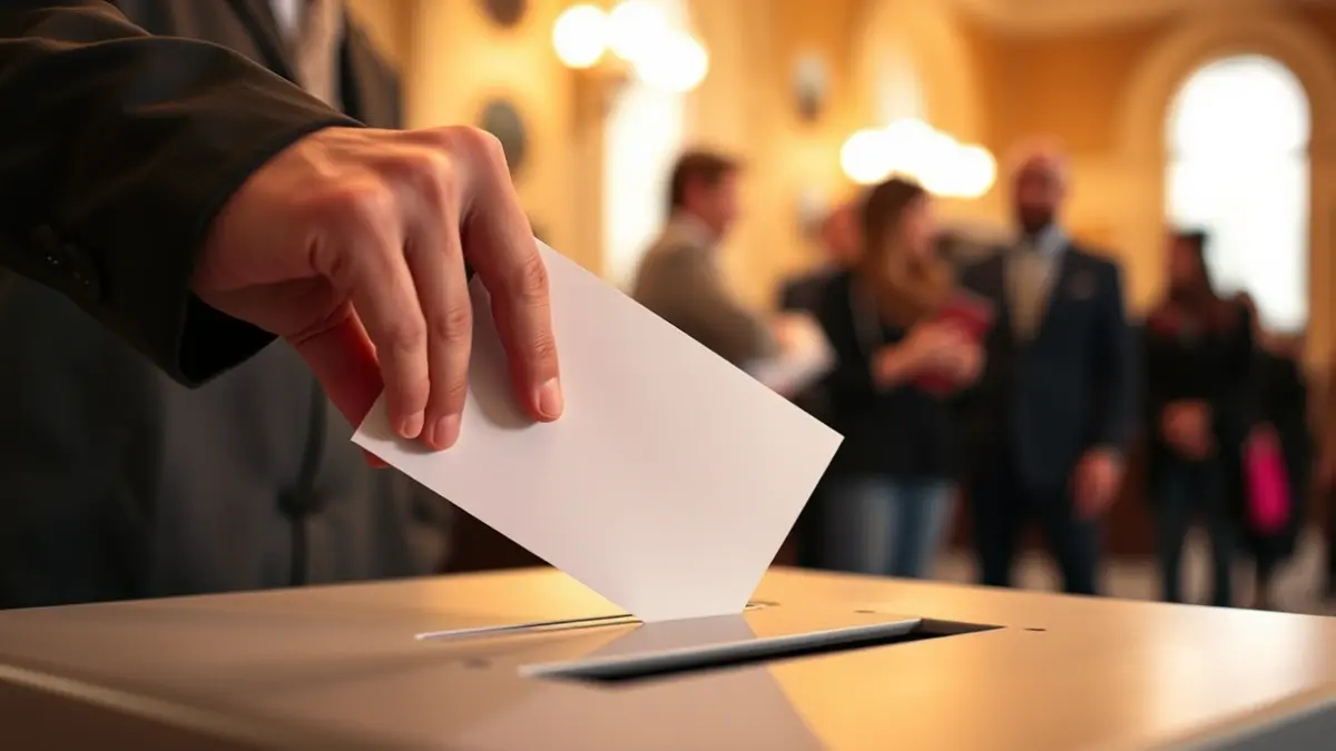 Generic image of a hand casting a vote into a ballot box.