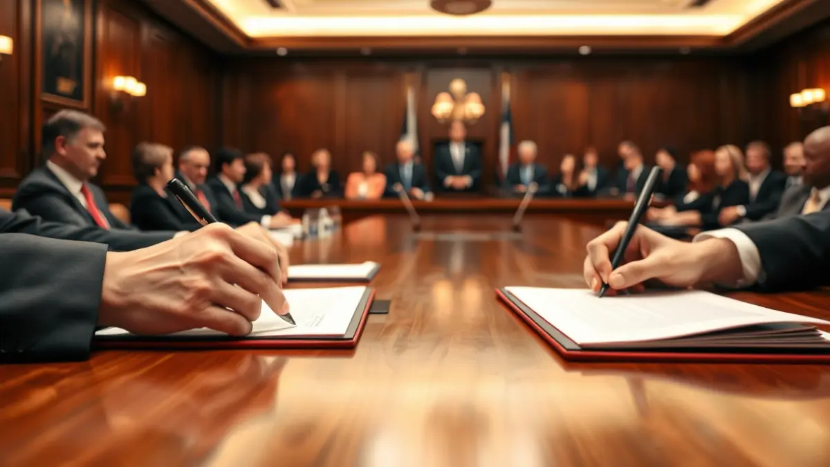 Generic image of a political meeting with official documents