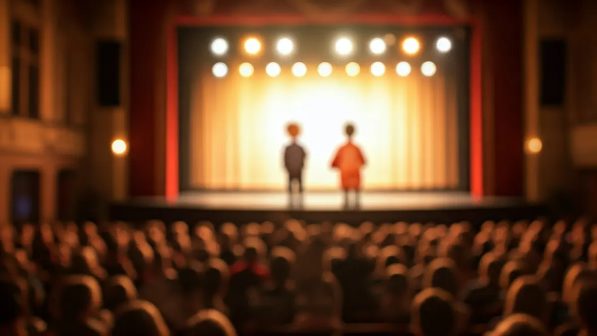 Imagen genérica de un escenario de títeres con luces teatrales.