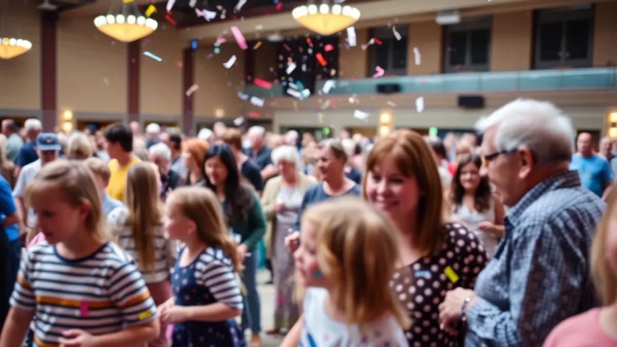 Imatge genèrica d'un esdeveniment comunitari intergeneracional amb diverses activitats i participants de totes les edats.