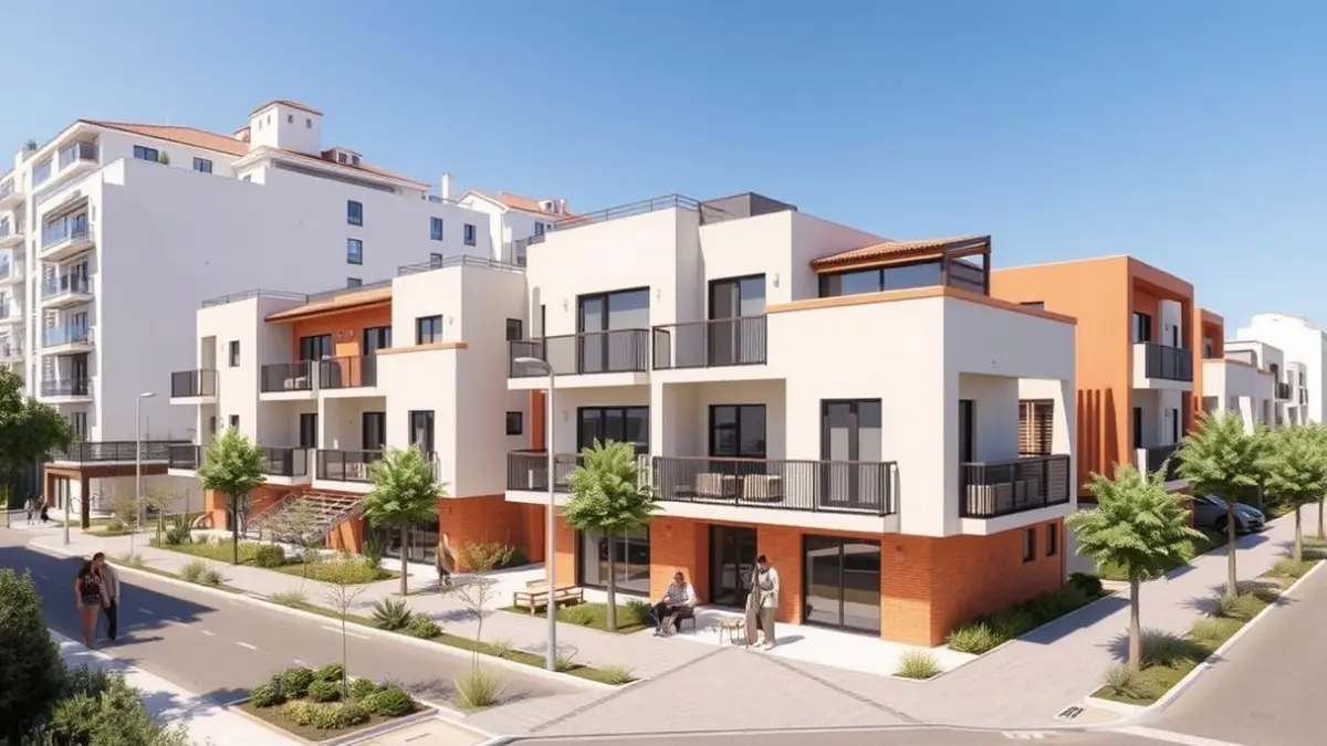 Generic image of modern social housing buildings in a Mediterranean urban setting.