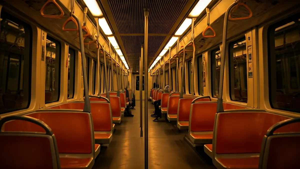 Generic image of the interior of a modern and spacious subway car.