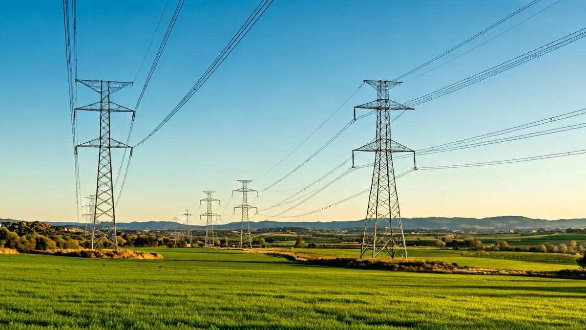 Imatge genèrica de línies elèctriques d'alta tensió en un paisatge rural català.