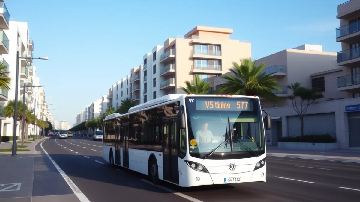 Imatge genèrica d'un autobús urbà circulant per un barri modern.