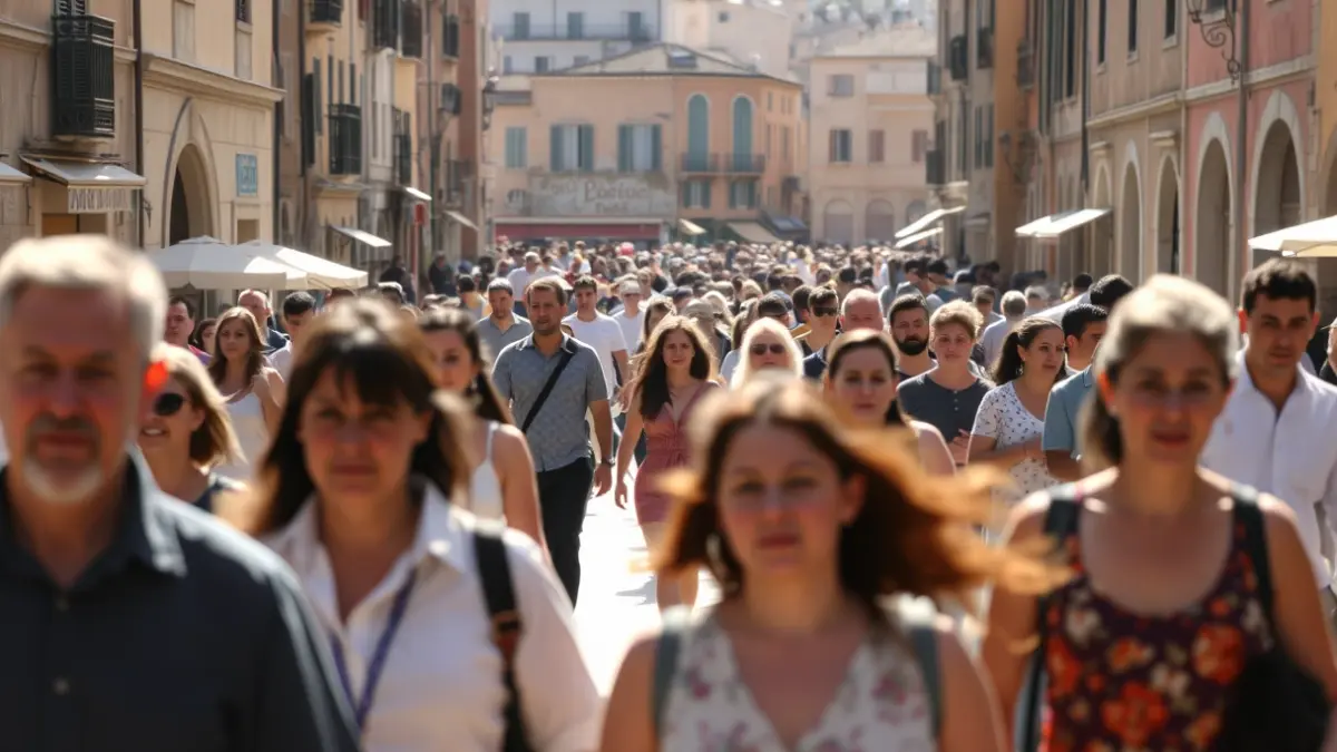 Imatge genèrica d'una plaça mediterrània amb gent, simbolitzant la diversitat poblacional.