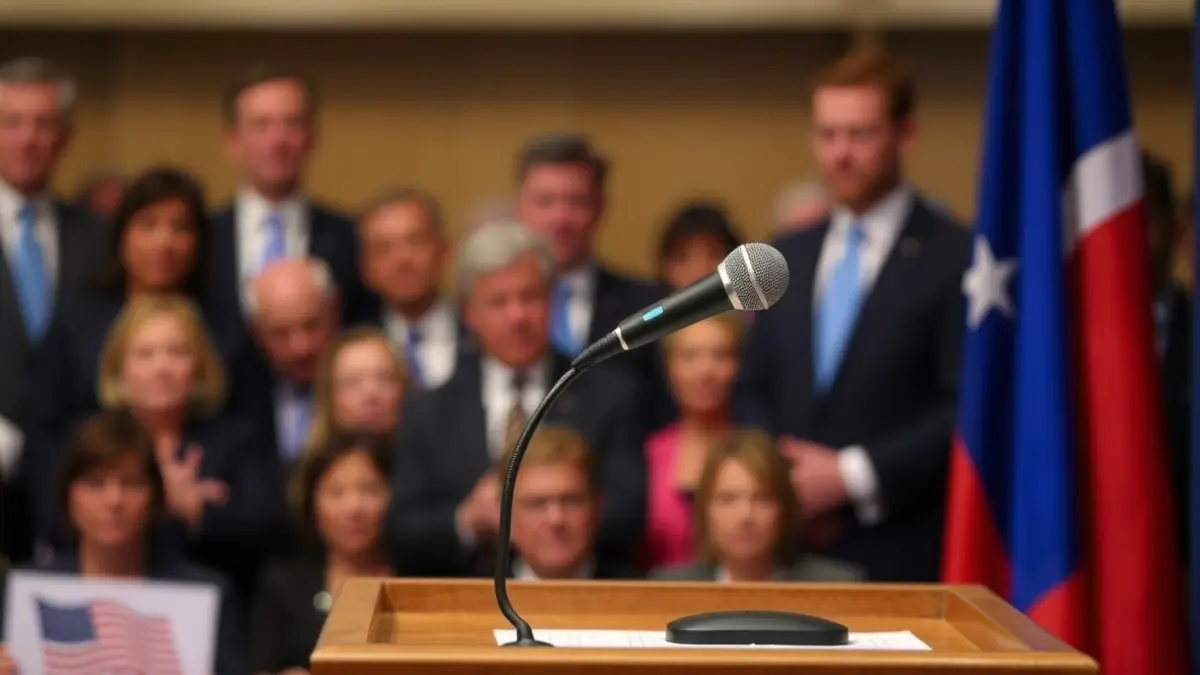 Imatge genèrica d'un micròfon en un faristol, simbolitzant un debat públic o una roda de premsa.