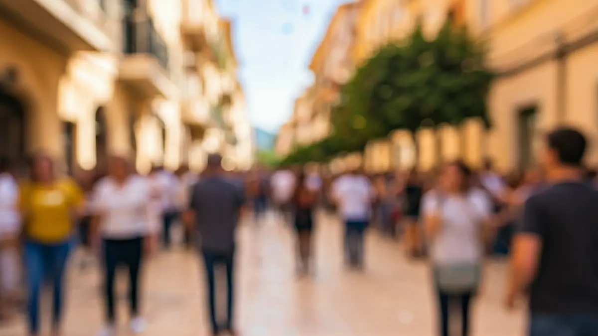 Generic image of a popular festival with confetti and blurred crowds.