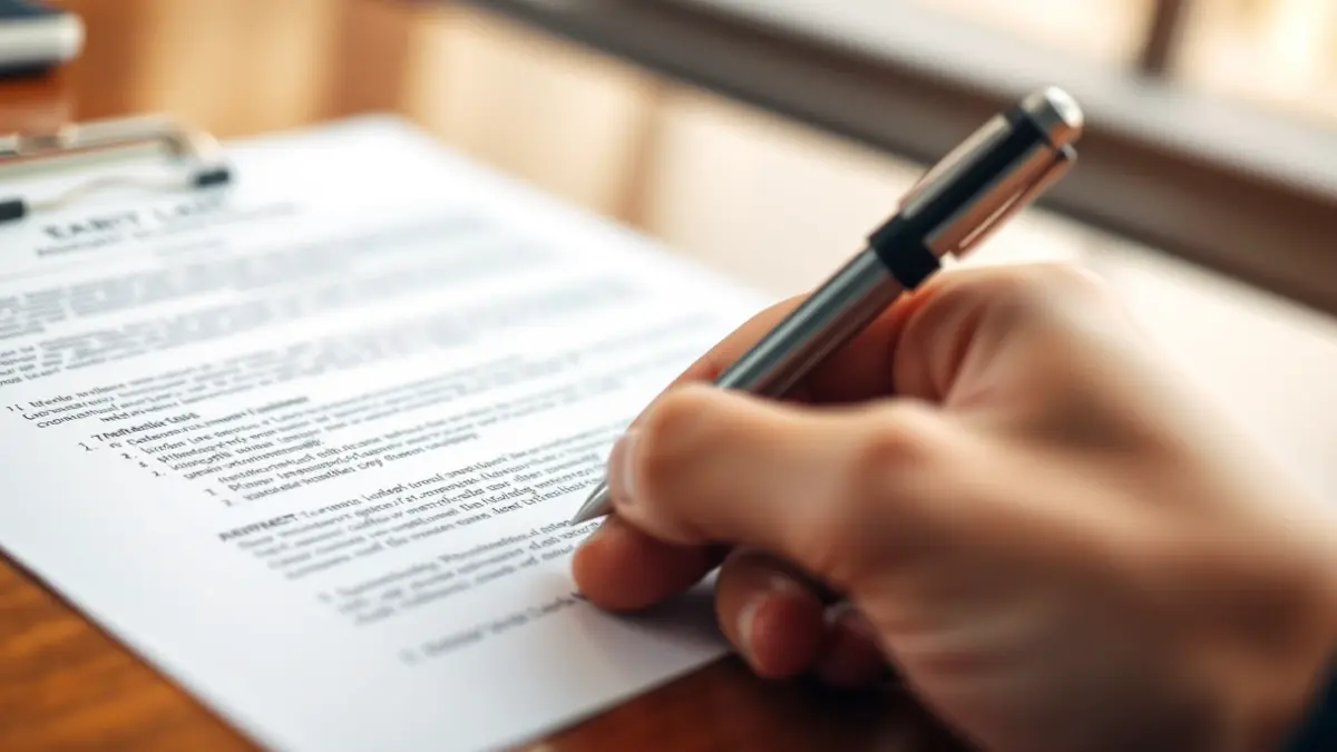 Generic image of a hand with a pen over an official document, symbolizing bureaucratic procedures.