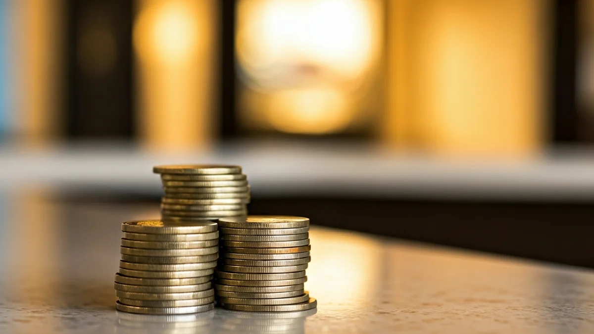 Generic image of euro coins on a hotel reception desk, symbolizing tourism tax.