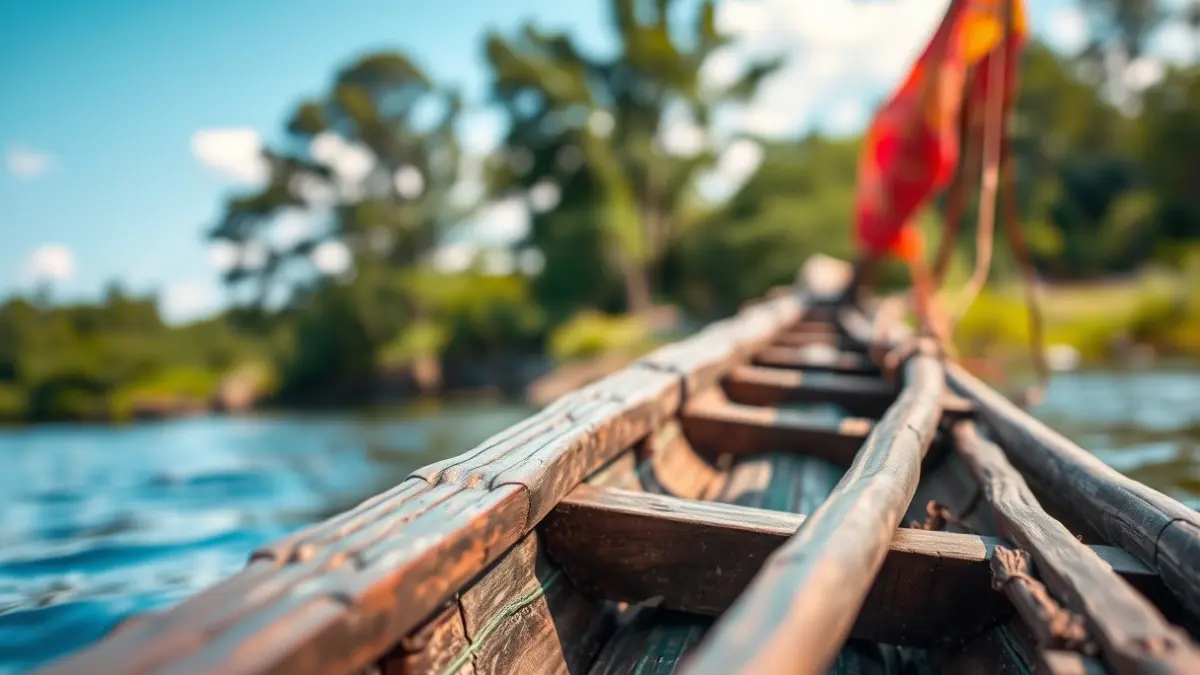 Image of a traditional boat on the Segre river during the Transsegre.