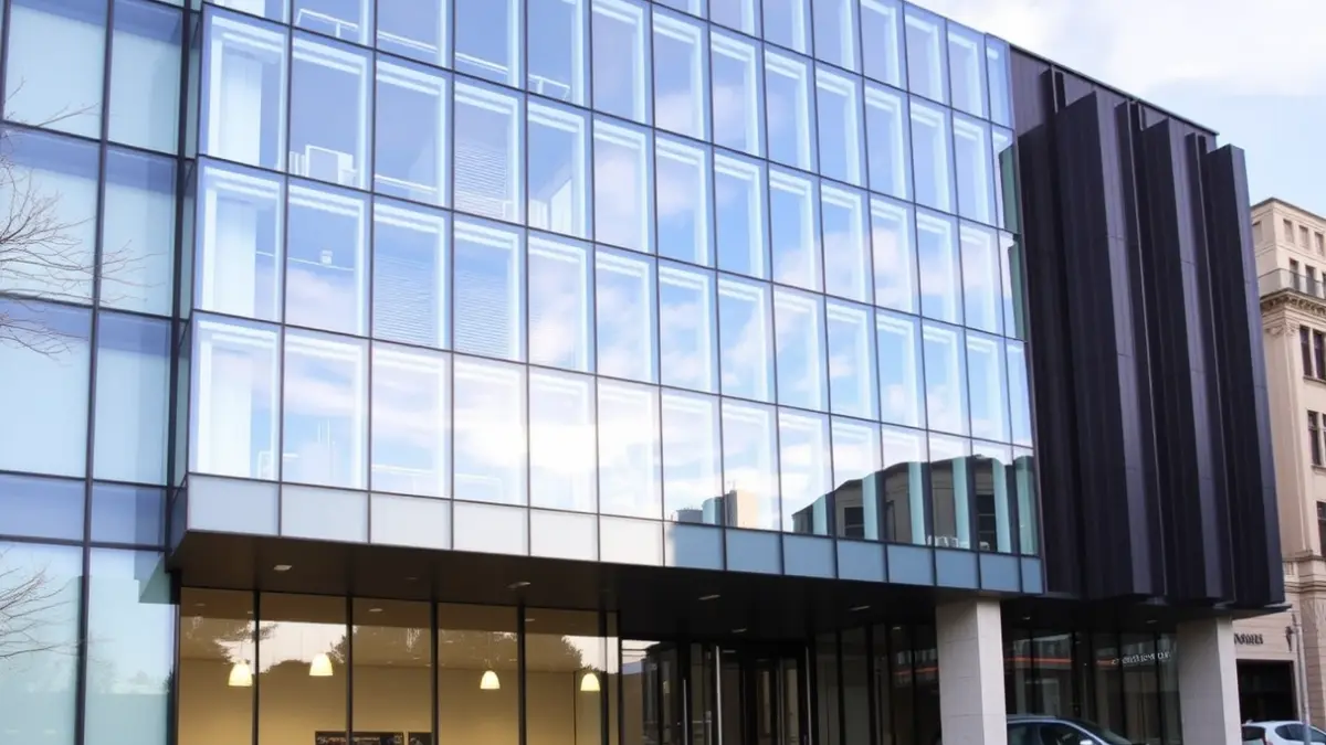 Imatge d'un edifici modern de recerca amb grans finestrals a Barcelona.