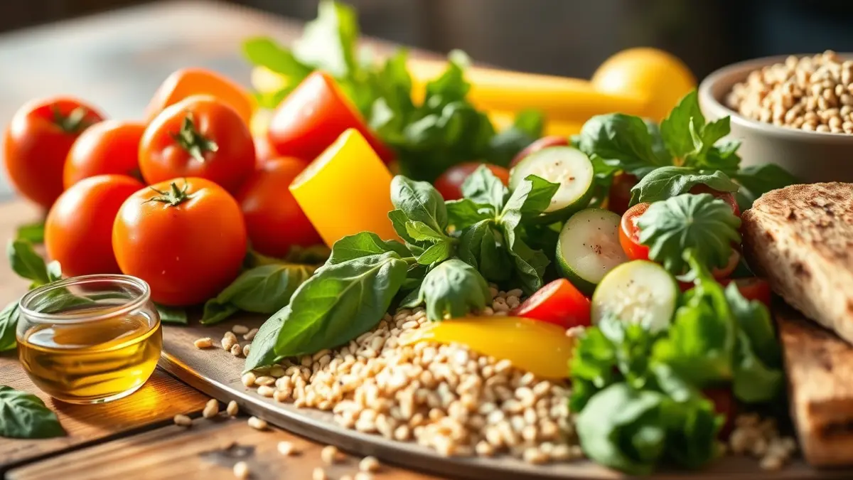 Imatge genèrica d'un àpat de dieta mediterrània amb ingredients frescos.