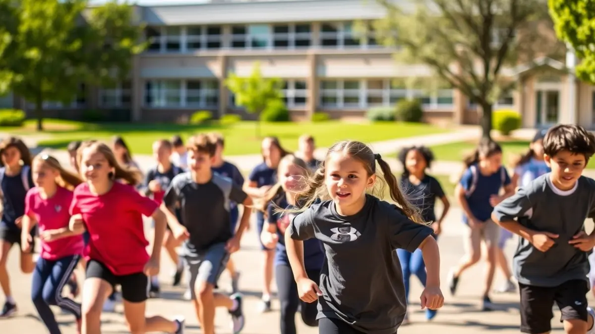 Imagen genérica de estudiantes realizando actividad física al aire libre.