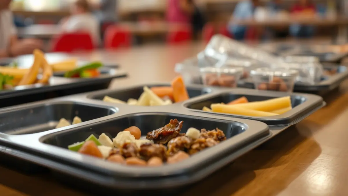 Imatge d'un plat de menjador escolar amb racions escasses, simbolitzant les deficiències detectades.