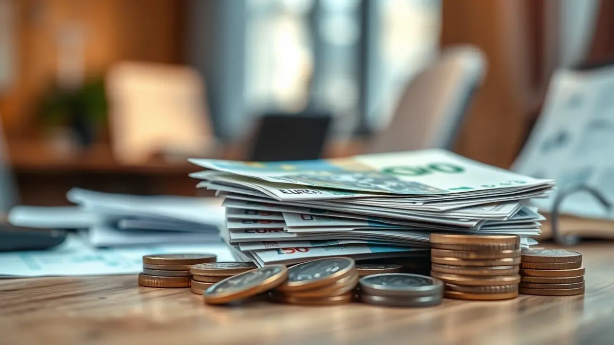 Imatge genèrica de diners i documents financers, simbolitzant el superàvit de tresoreria municipal.