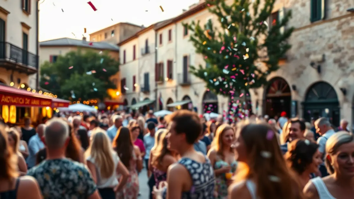 Imatge genèrica d'un esdeveniment cultural a l'aire lliure en una plaça mediterrània.