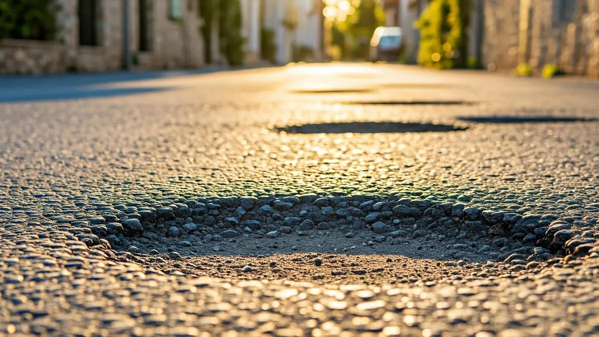 Imatge genèrica d'un carrer amb l'asfalt malmès i esquerdes.