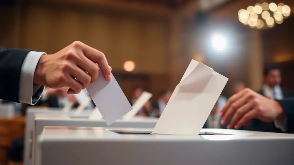 Imatge genèrica d'una urna de votació amb mans dipositant paperetes.