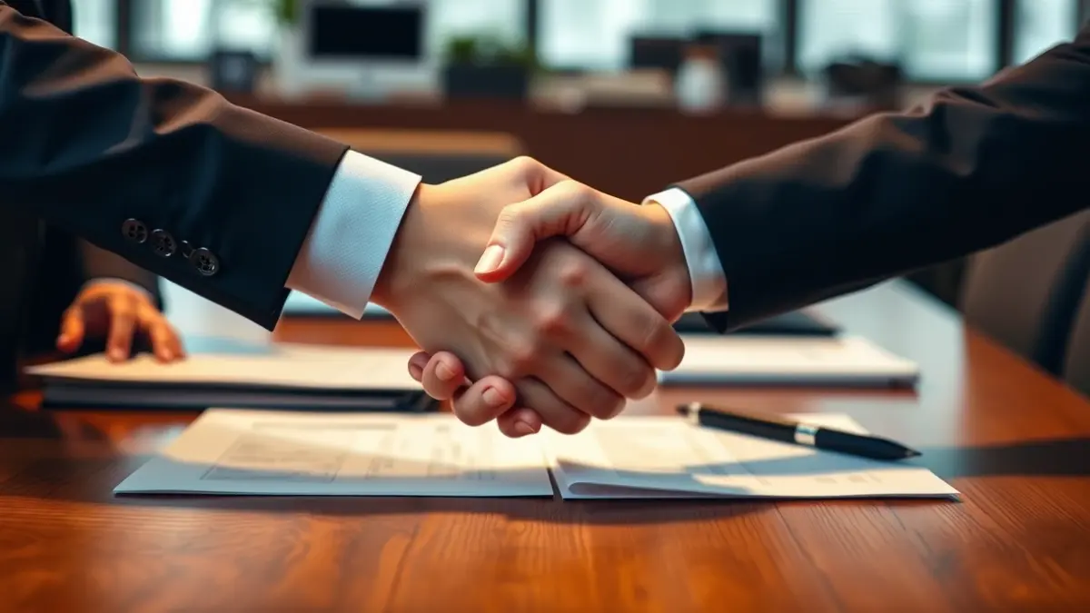 Imagen genérica de dos manos estrechándose sobre un escritorio, simbolizando un cambio de liderazgo.