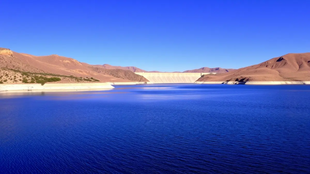 Imagen del embalse de L'Albagés con agua y el paisaje circundante.