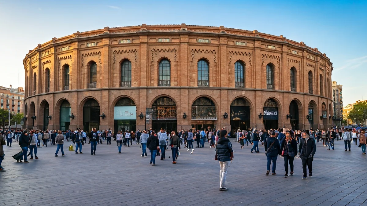 Generic image of the circular neo-Mudéjar facade of the former Arenas de Barcelona bullring.
