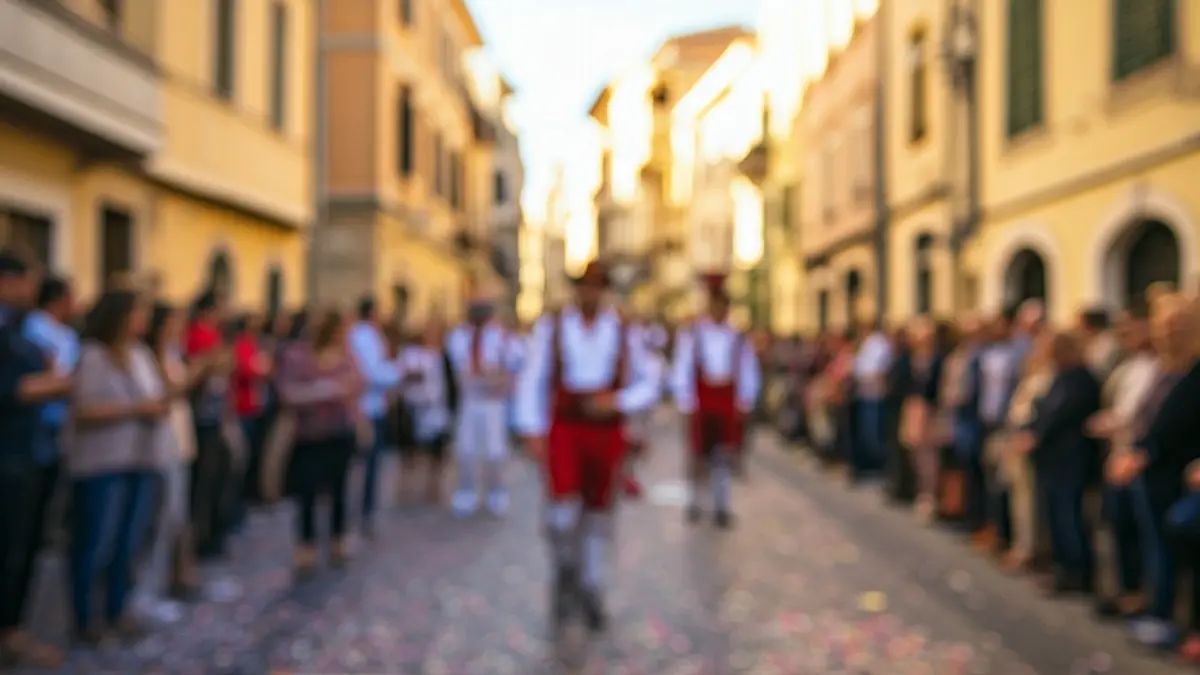 Generic image of a festive parade with people and confetti.