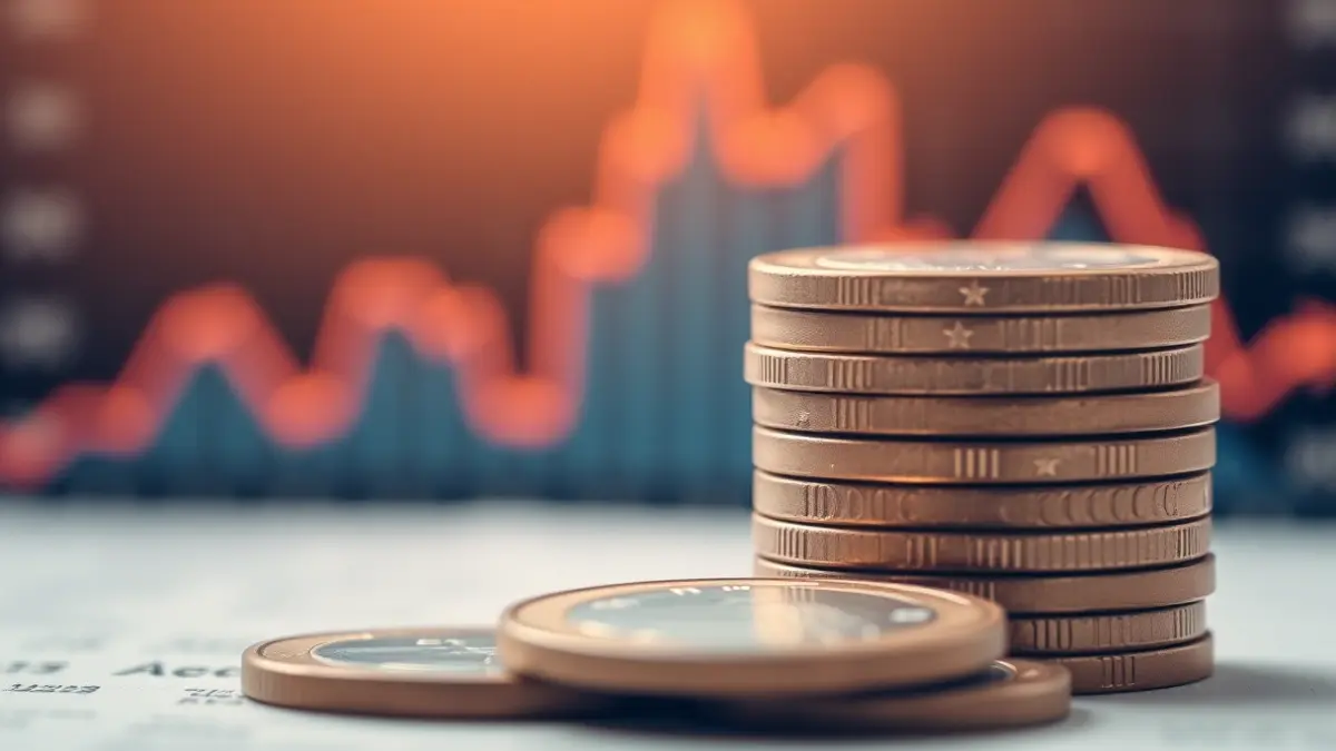 Imatge genèrica de monedes d'euro i un gràfic econòmic, simbolitzant les exportacions i l'economia.