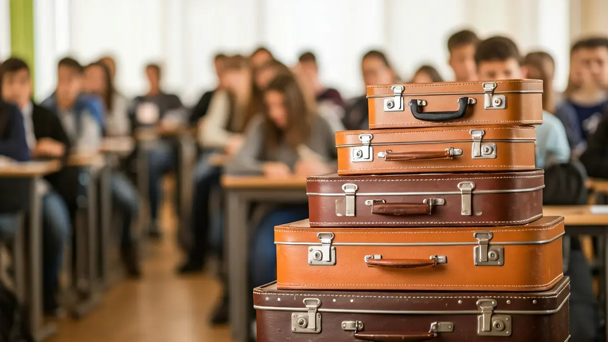 Generic image of vintage suitcases in an educational setting, symbolizing the pedagogical resource.