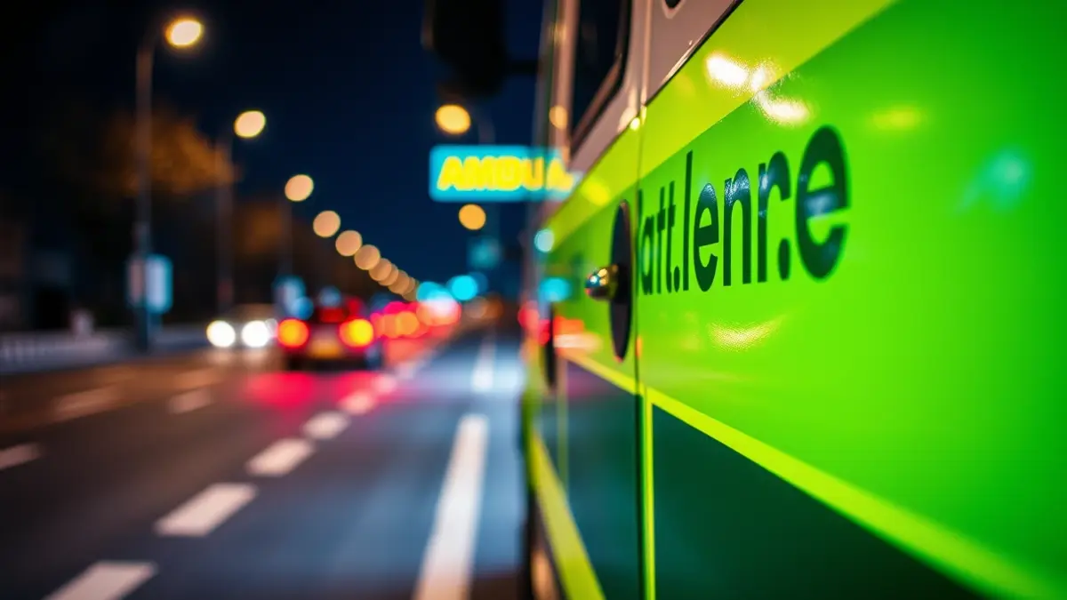 Imatge genèrica d'una ambulància moderna amb el patró Battenberg d'alta visibilitat.