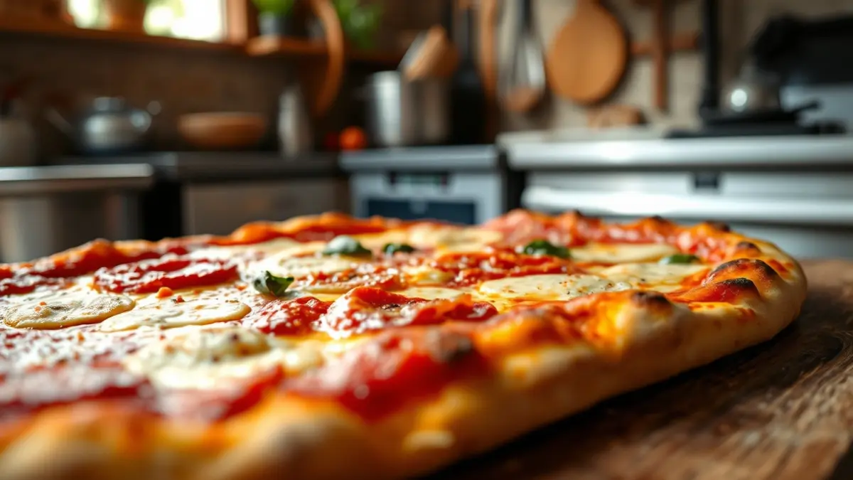 Imatge genèrica d'una pizza napolitana acabada de fer amb la crosta bombollejant.