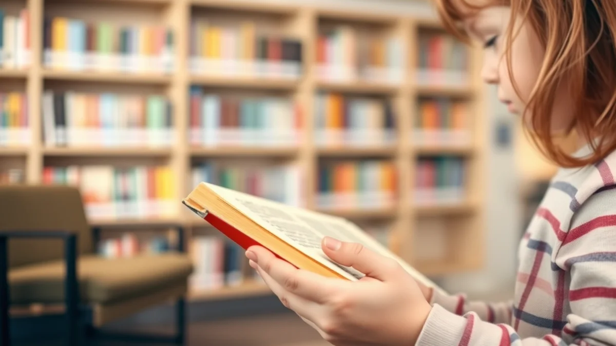 Generic image of a child's hands holding an open book in a waiting room.