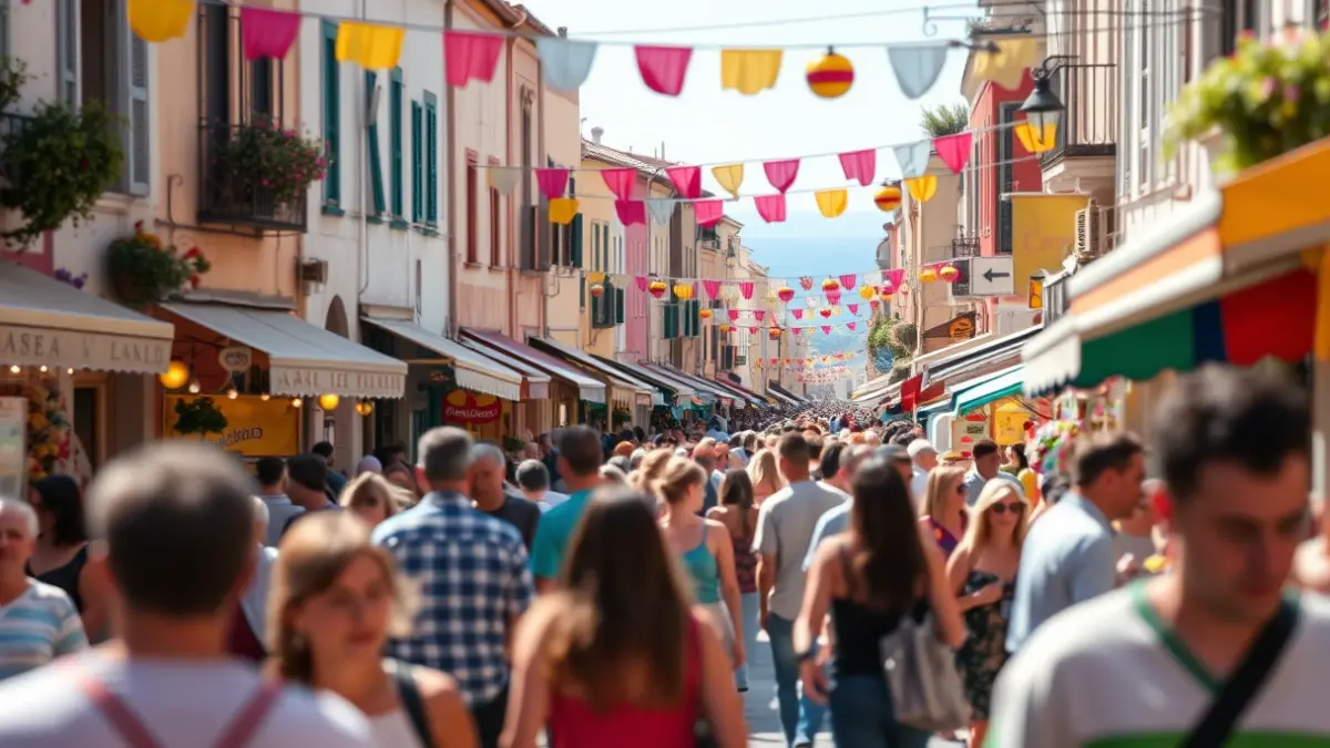 Imatge genèrica d'una festa popular amb gent i decoració festiva.
