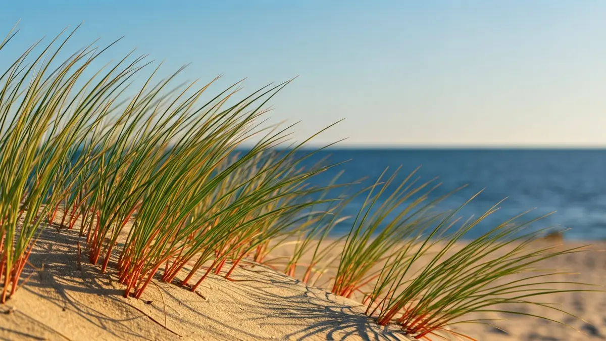 Imatge genèrica d'una duna litoral amb vegetació autòctona i el mar al fons.