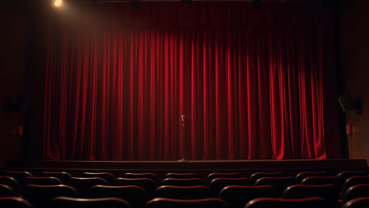Imatge genèrica d'un escenari de teatre amb un micròfon.