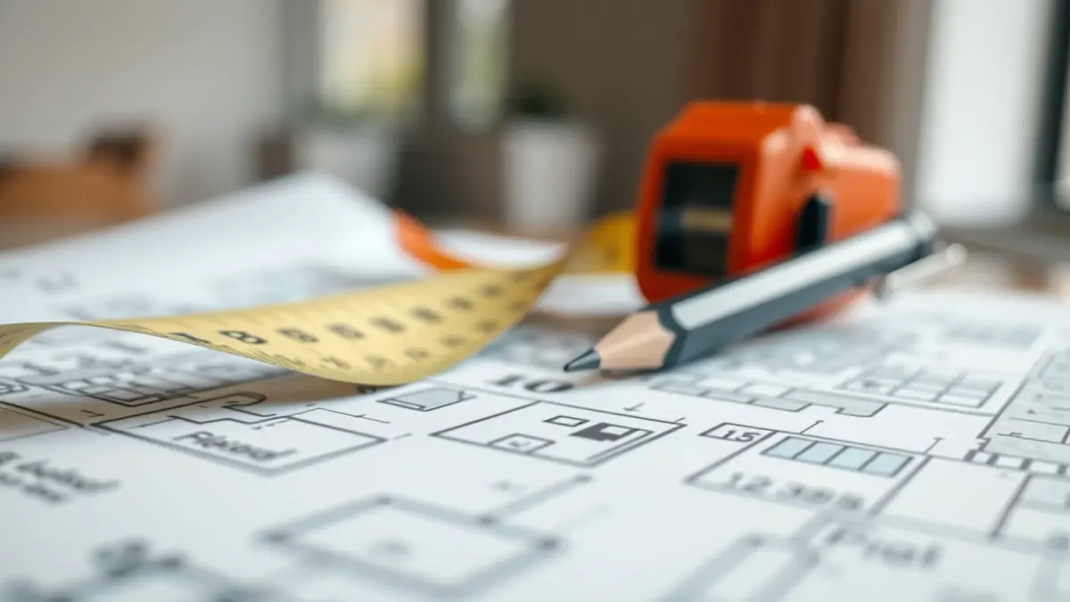 Generic image of an architectural blueprint with measuring tools, symbolizing urban development and housing planning.
