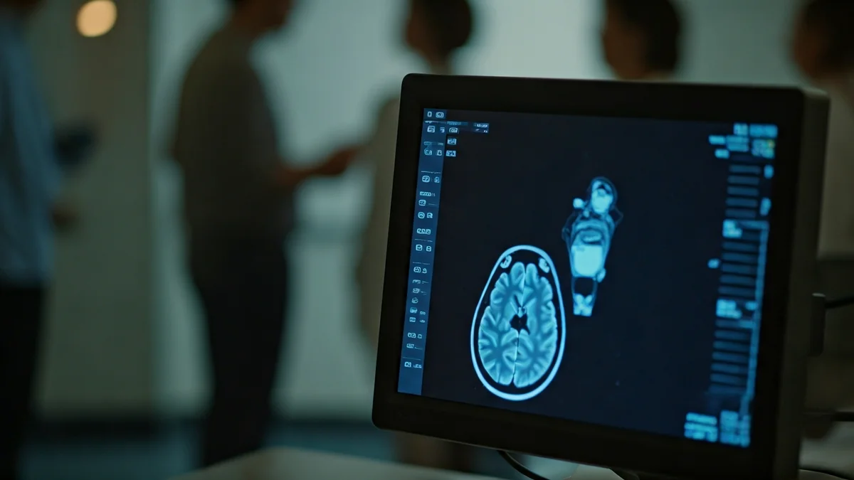 Generic image of a medical monitor displaying a brain scan in a hospital setting.