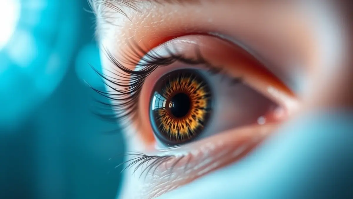 Imatge genèrica d'un ull humà amb un implant quirúrgic, simbolitzant una cirurgia de glaucoma.