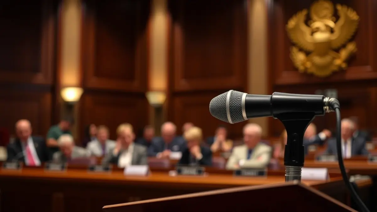 Imatge genèrica d'un micròfon en un faristol durant una sessió plenària.