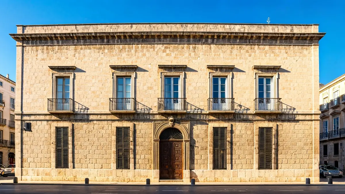 Imatge d'un edifici històric amb senyals de reconstrucció, simbolitzant la memòria històrica.