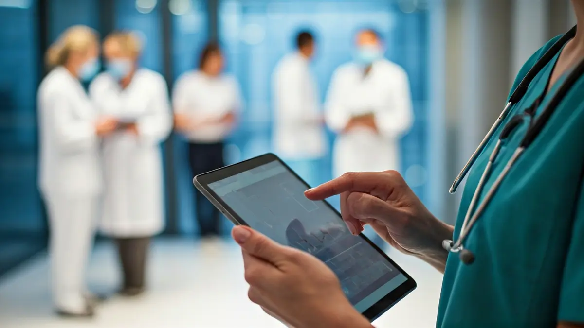 Imatge genèrica de professionals sanitaris treballant amb dades de pacients en un entorn hospitalari.